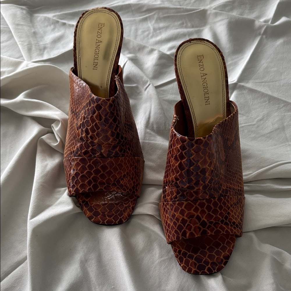 Enzo Angiolini Snake Pattern Mules - Picture 3 of 9